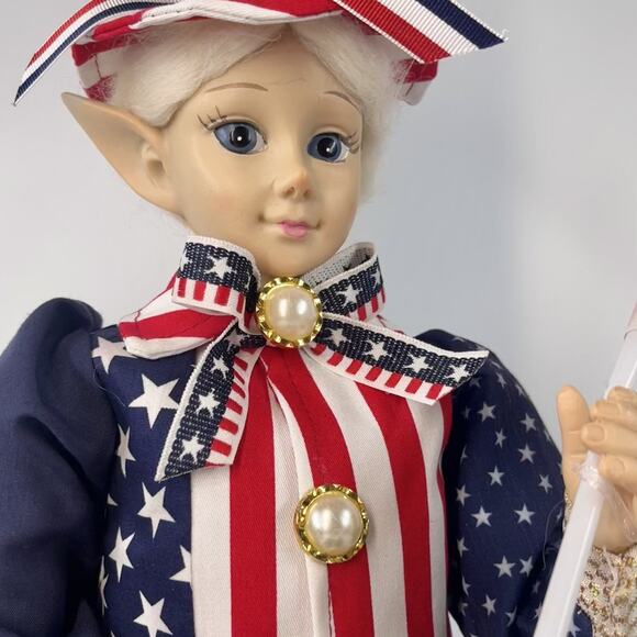 Cynthia Rowley 28" Flag Patriotic Elf Doll Americana July 4th Figure Set Of 2 - Picture 11 of 16